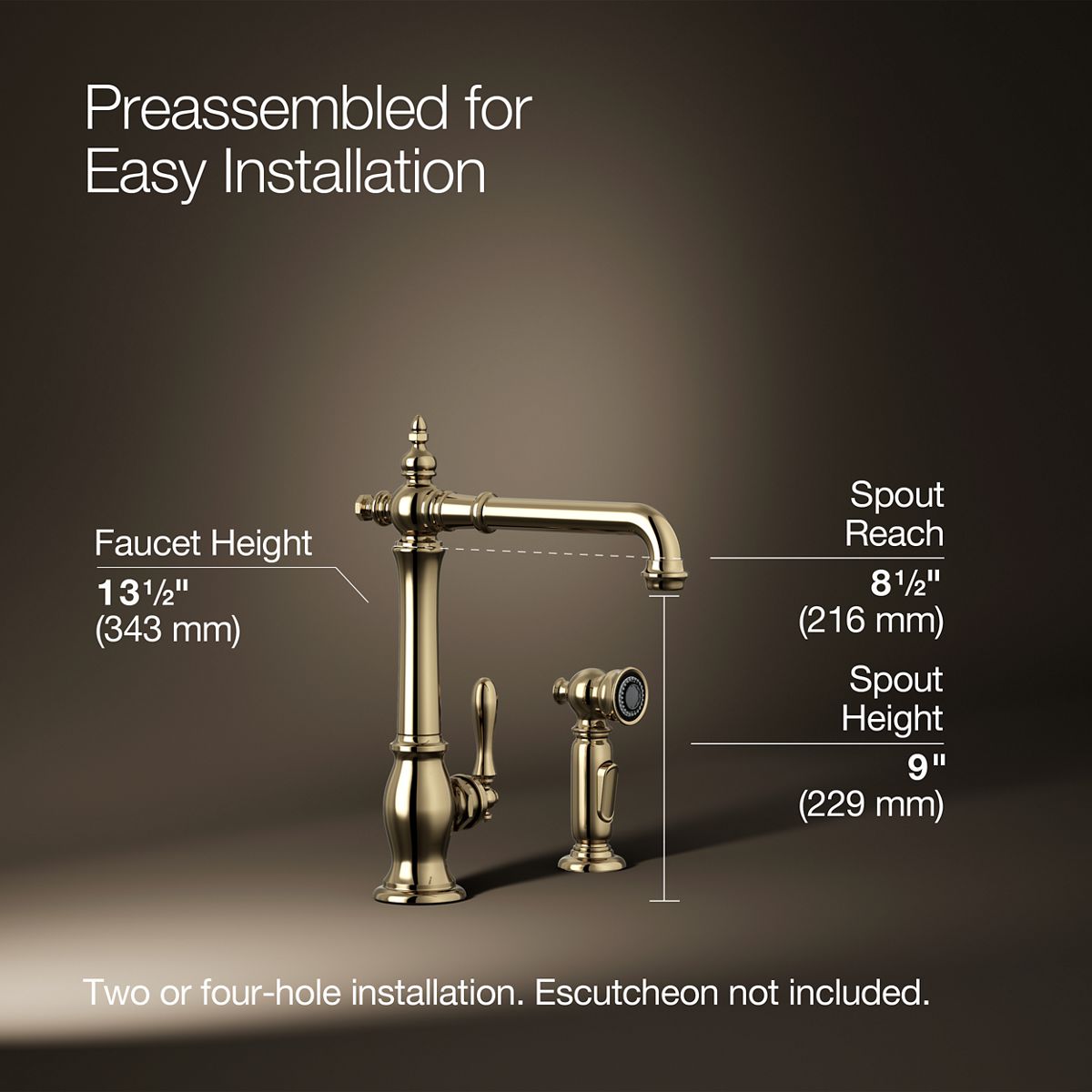 3/4 view of product with dimensions
