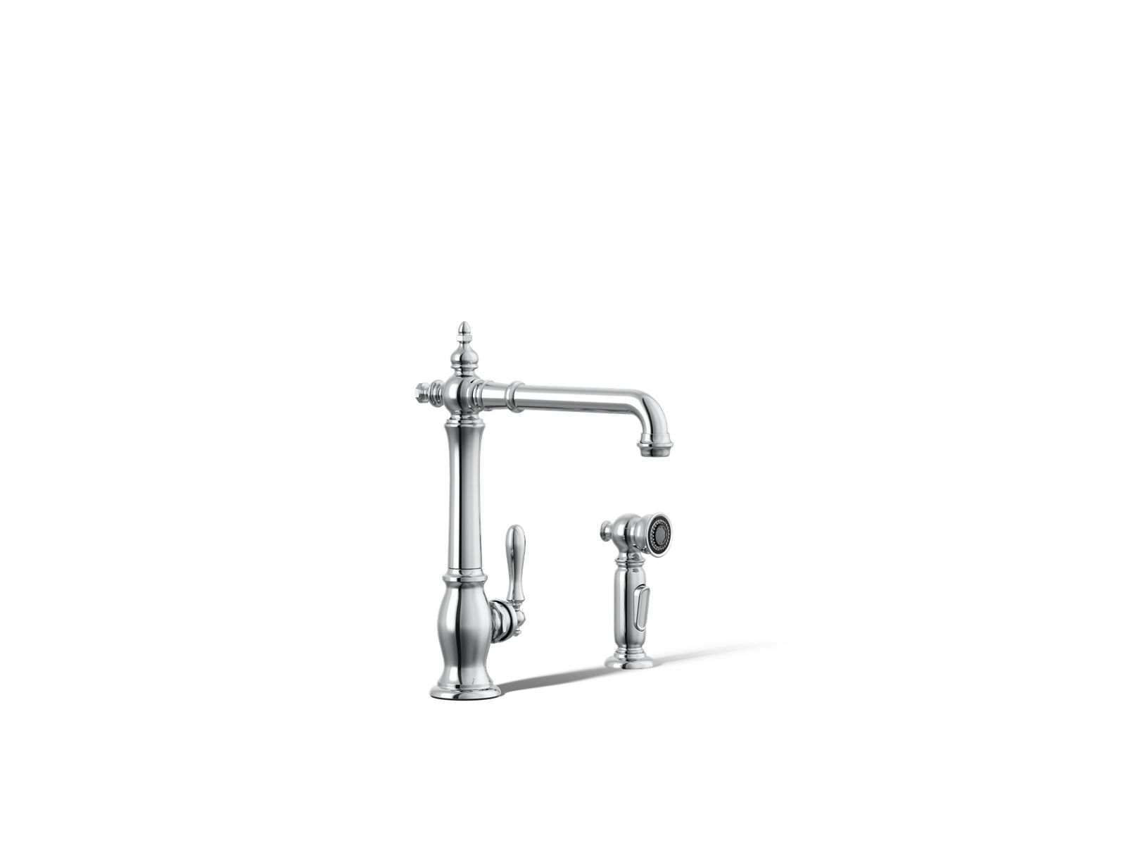 Artifacts Single-handle kitchen sink faucet with side sprayer