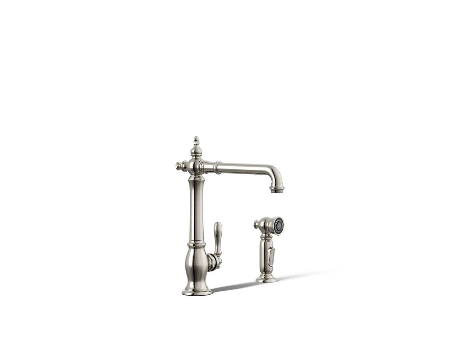 Artifacts Single-handle kitchen sink faucet with side sprayer