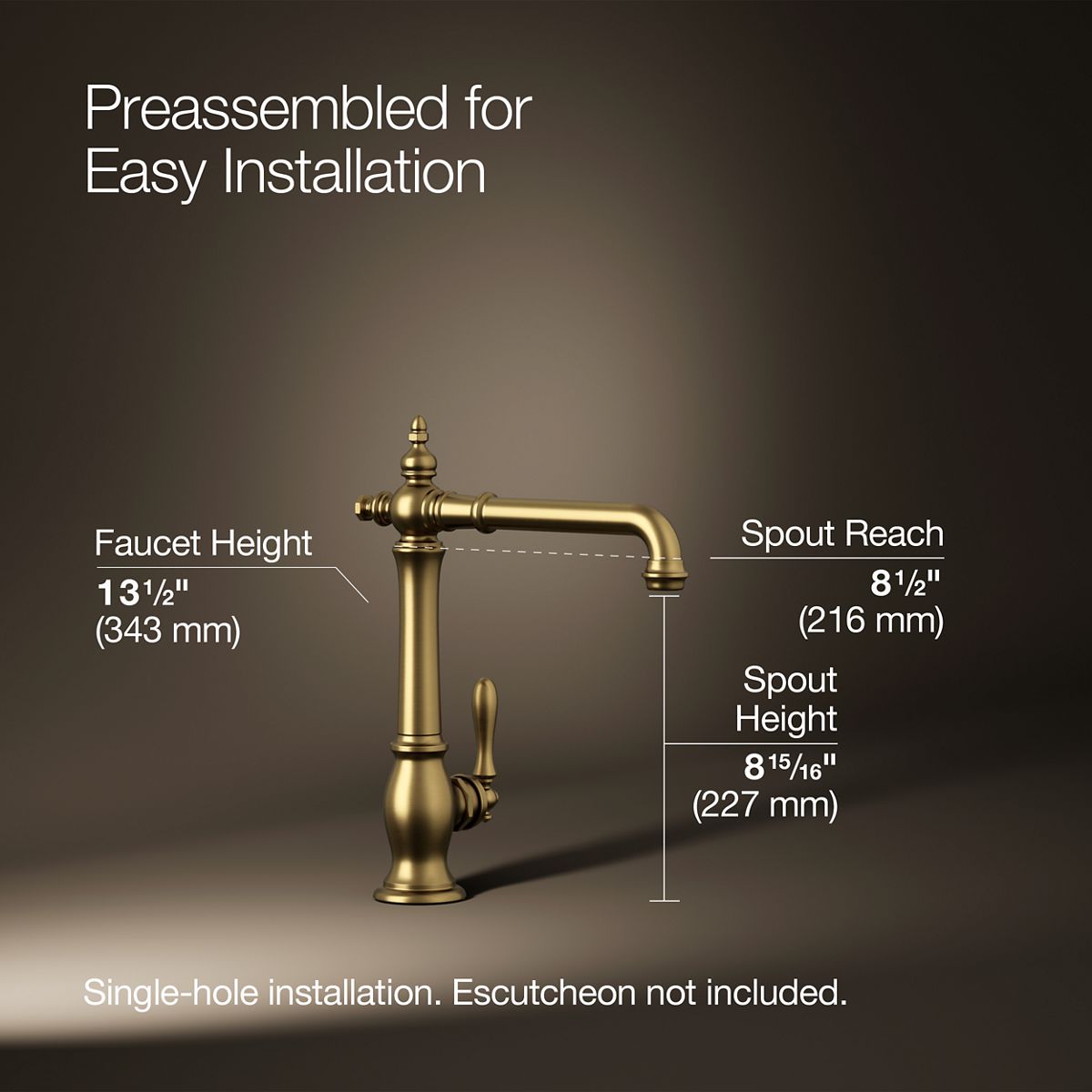 3/4 view of product with dimensions