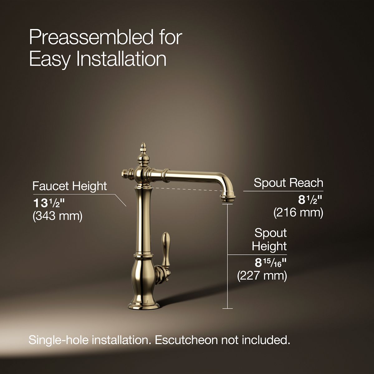3/4 view of product with dimensions