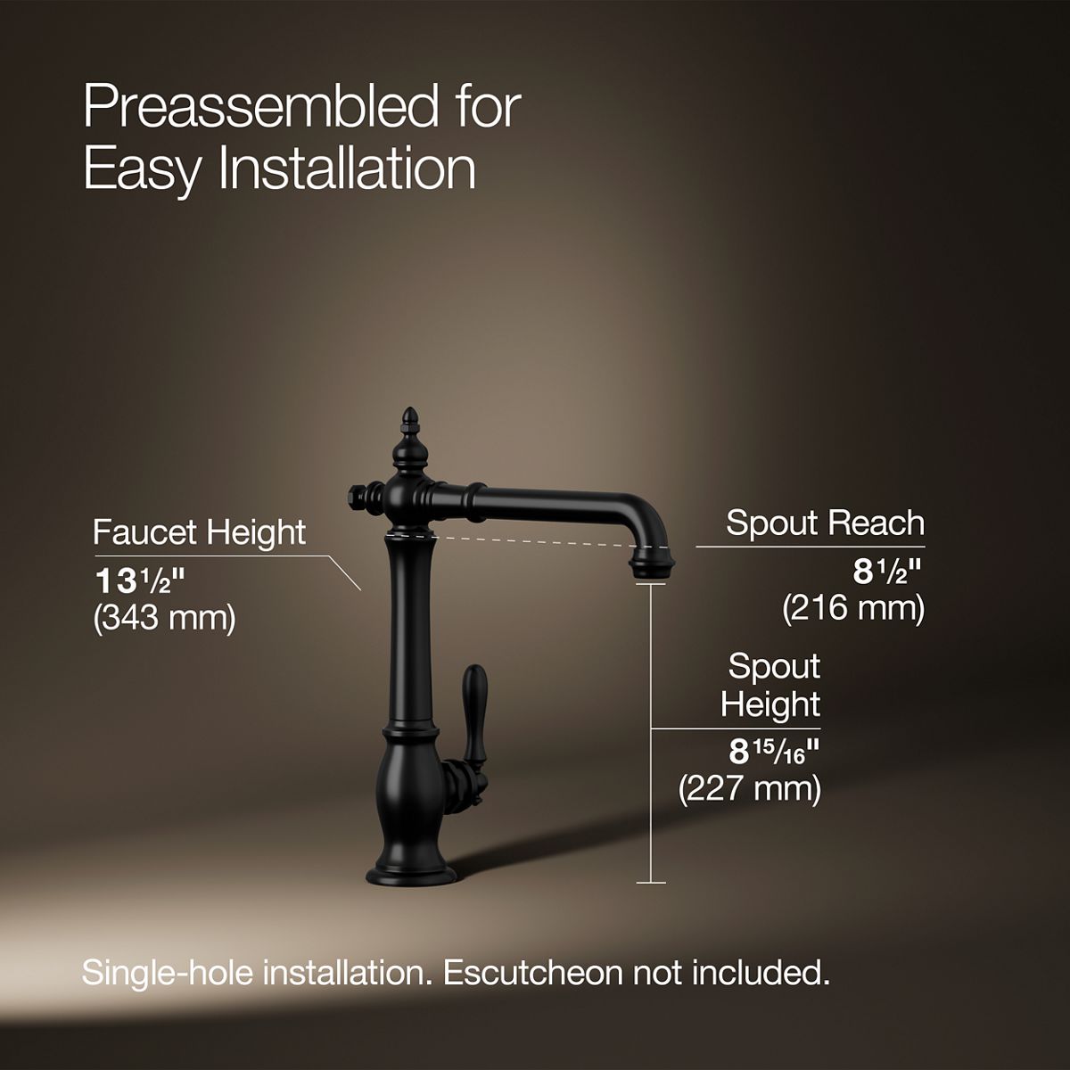 3/4 view of product with dimensions