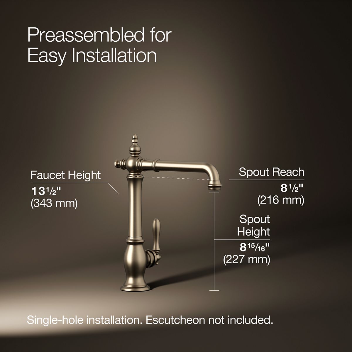 3/4 view of product with dimensions