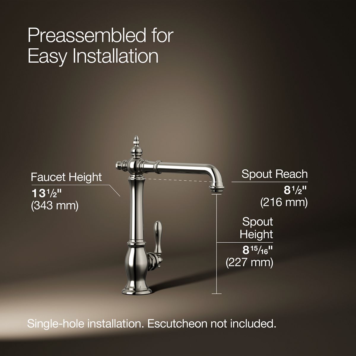 3/4 view of product with dimensions