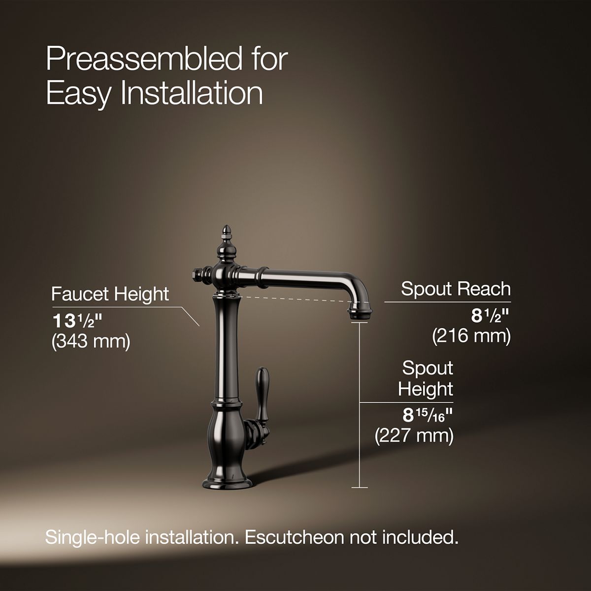 3/4 view of product with dimensions