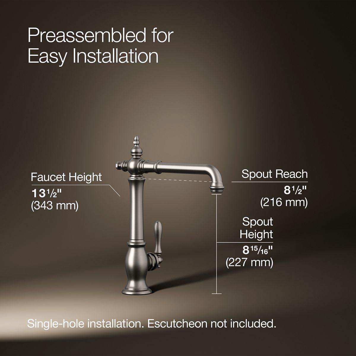 3/4 view of product with dimensions