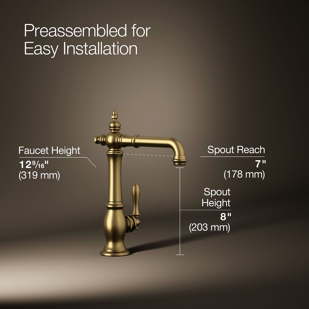 3/4 view of product with dimensions