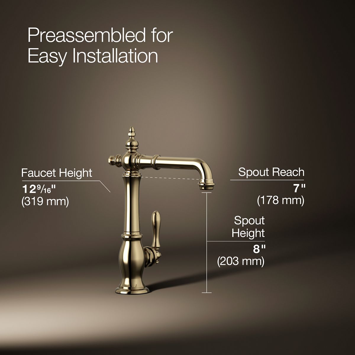 3/4 view of product with dimensions