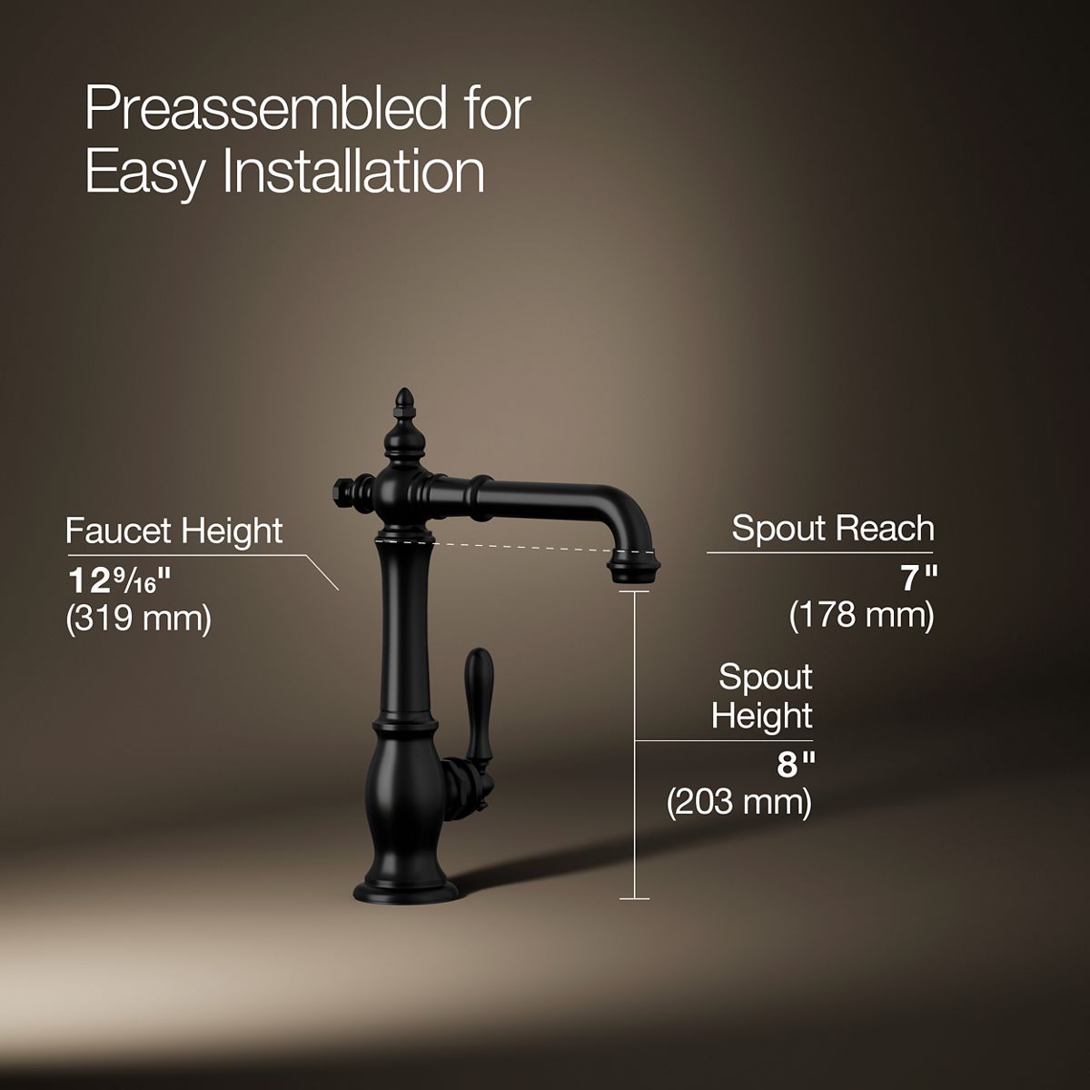 3/4 view of product with dimensions