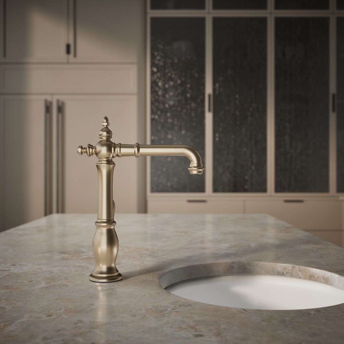 angled view, not straight-on, 1-point perspective