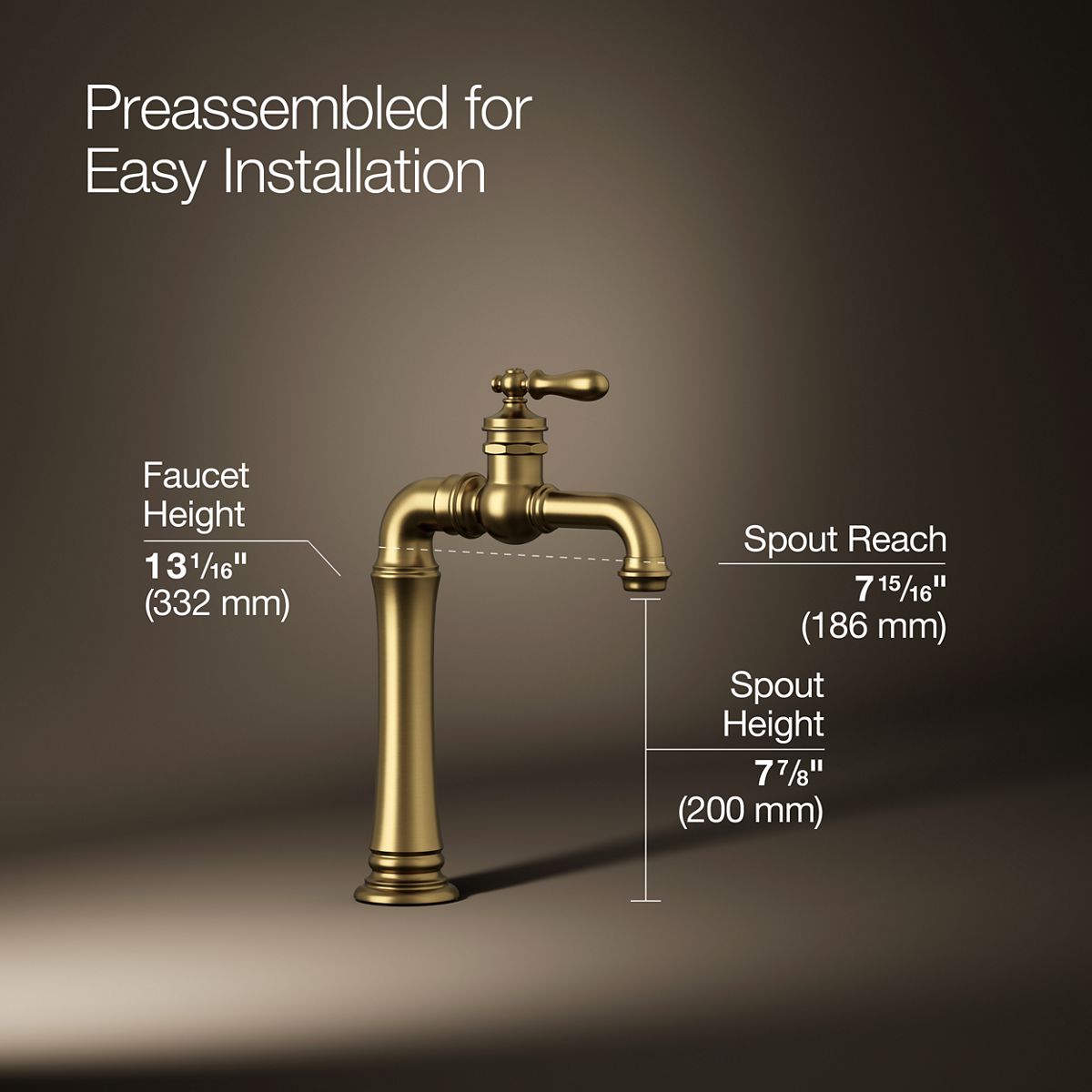 3/4 view of product with dimensions