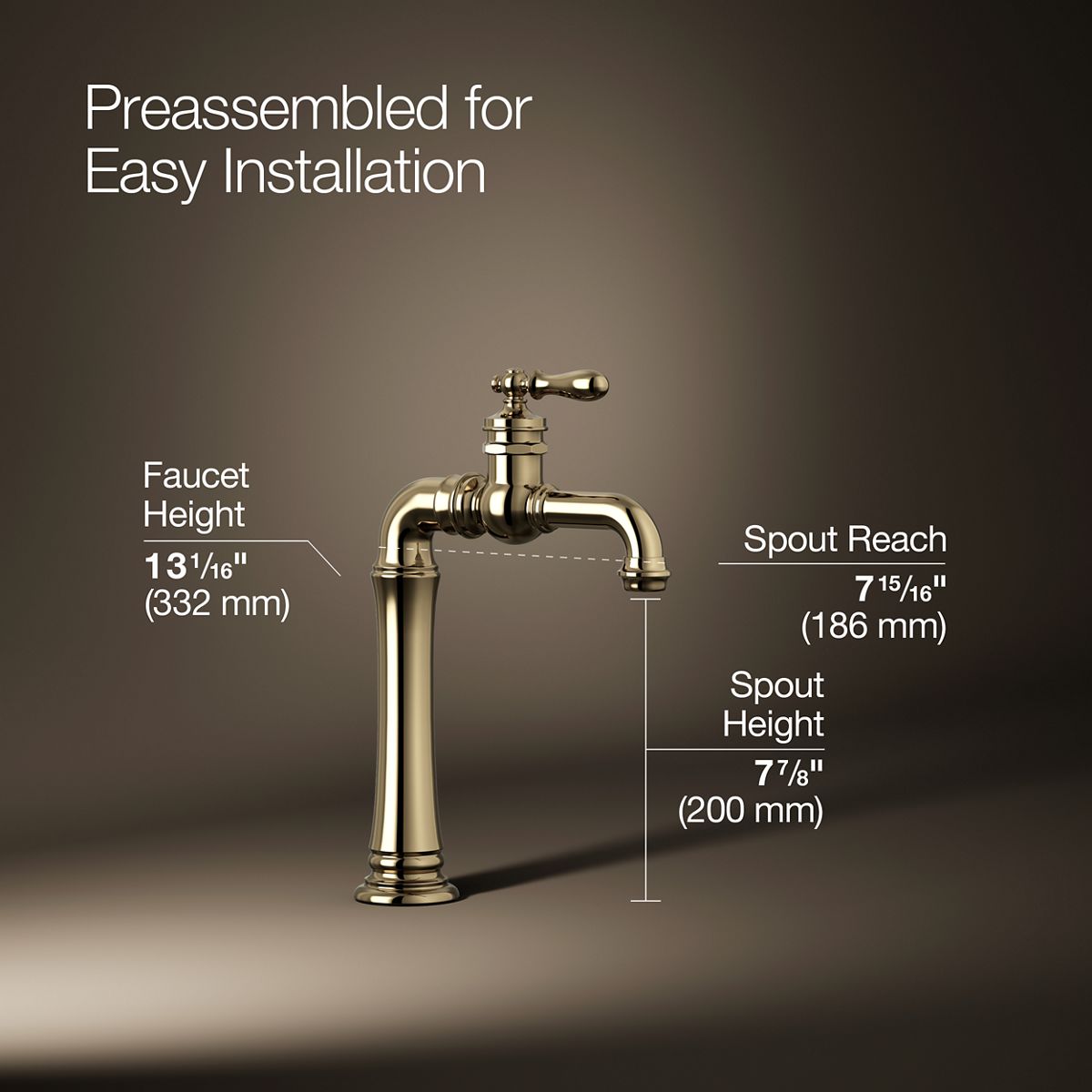 3/4 view of product with dimensions