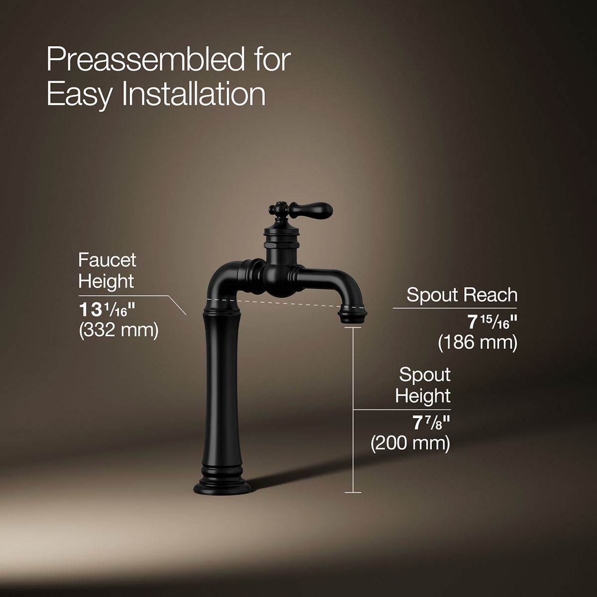 3/4 view of product with dimensions