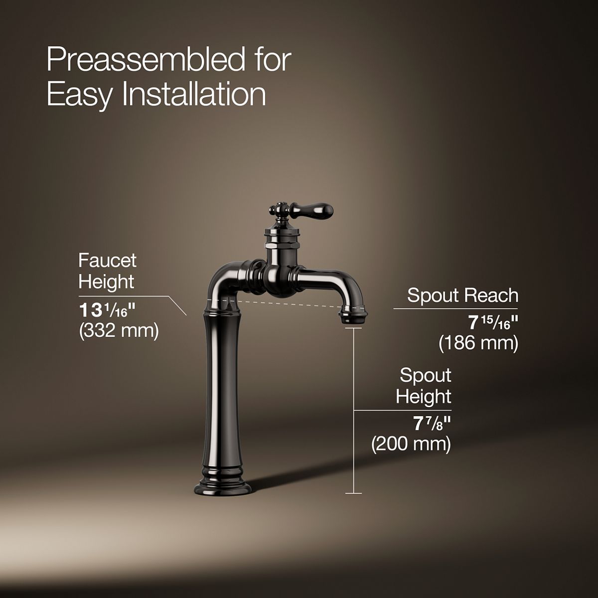 3/4 view of product with dimensions