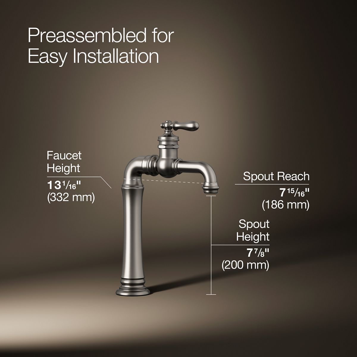 3/4 view of product with dimensions