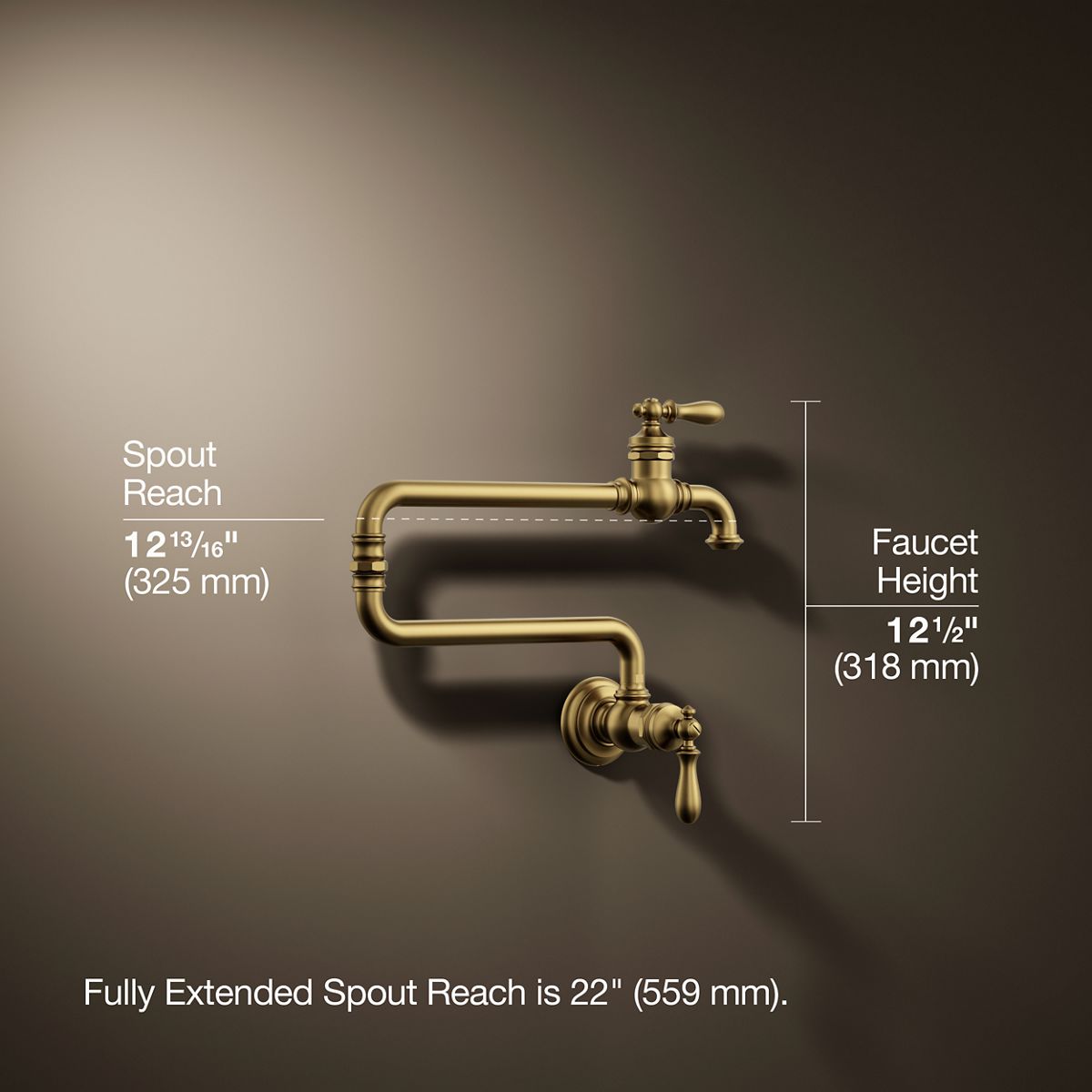 3/4 view of product with dimensions
