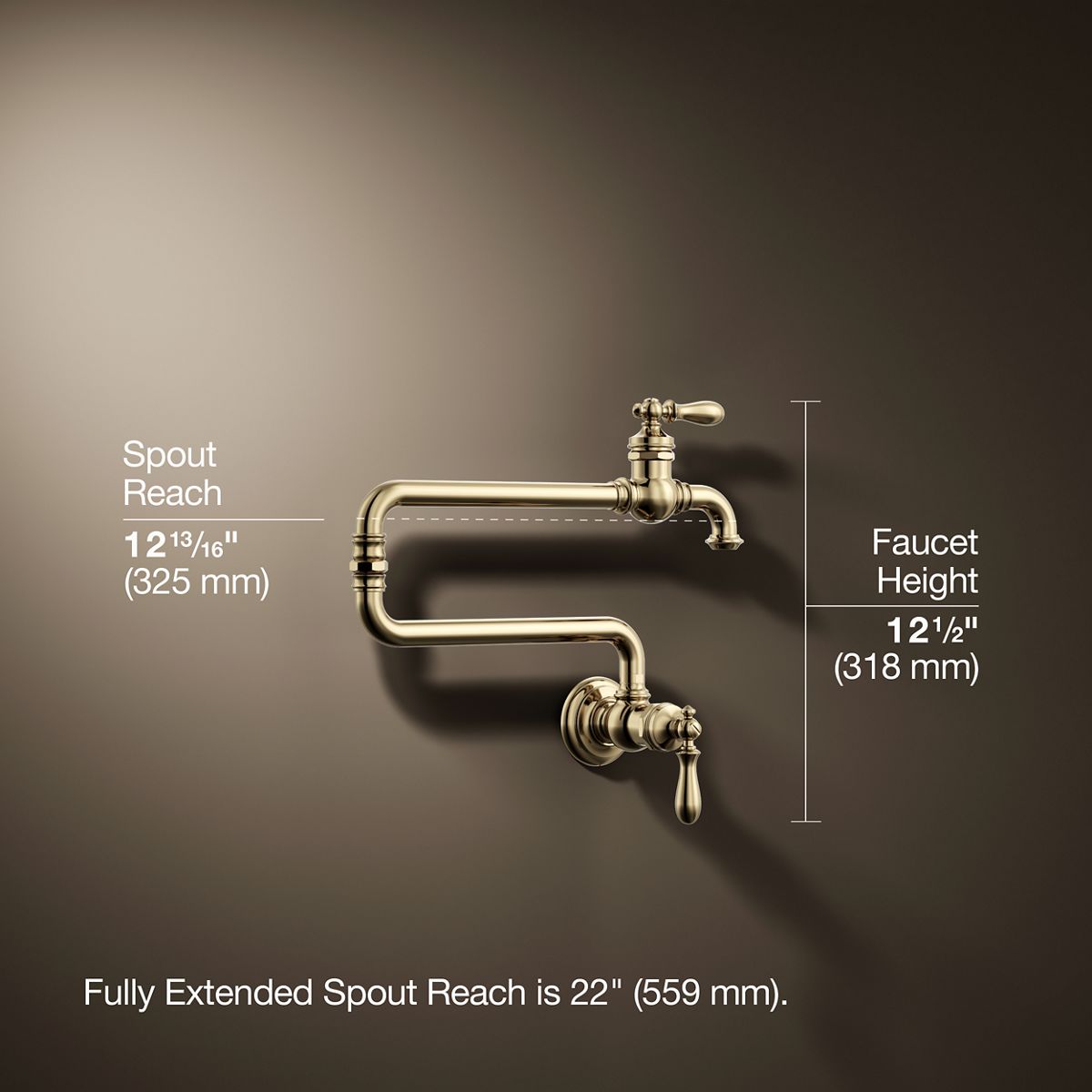 3/4 view of product with dimensions