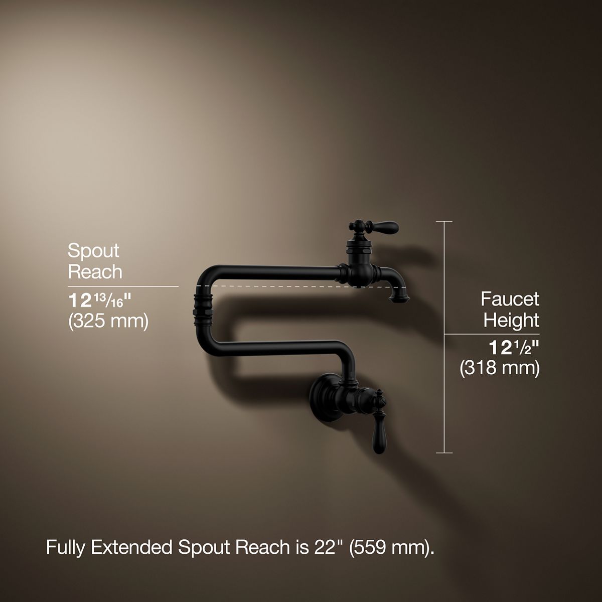 3/4 view of product with dimensions