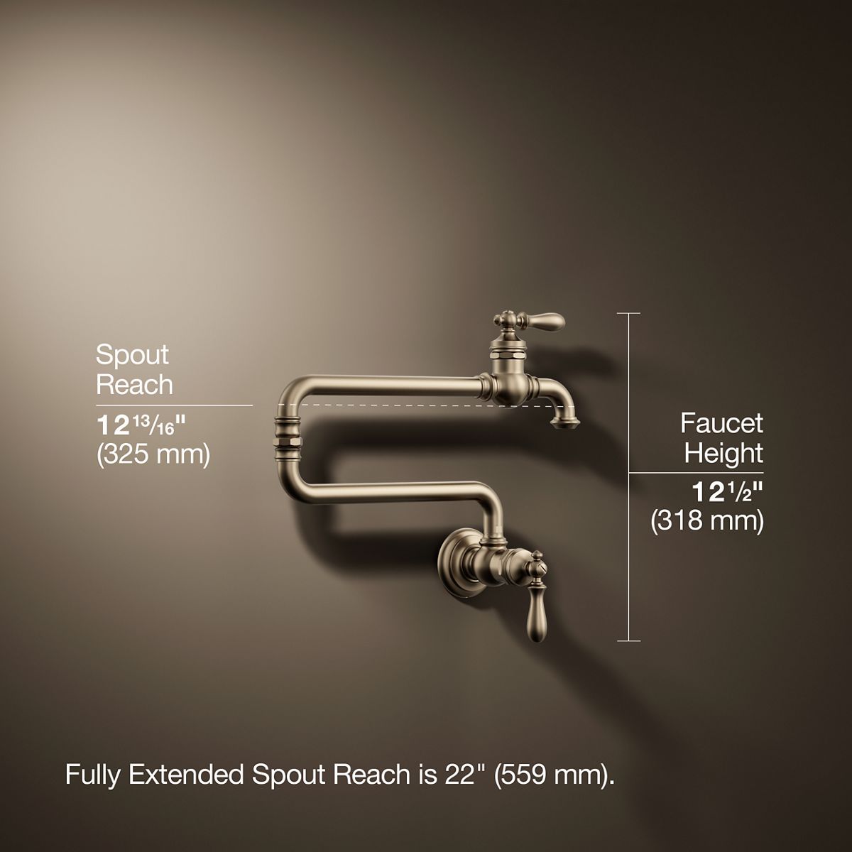 3/4 view of product with dimensions