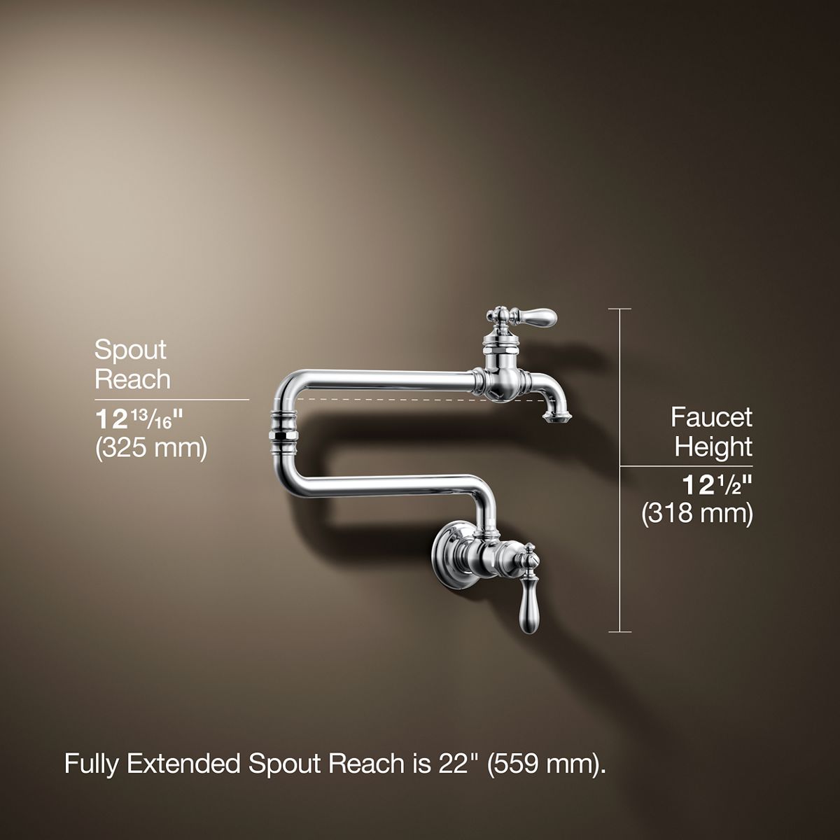 3/4 view of product with dimensions