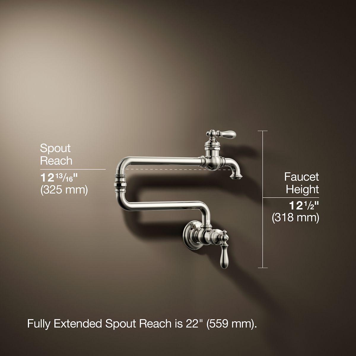 3/4 view of product with dimensions