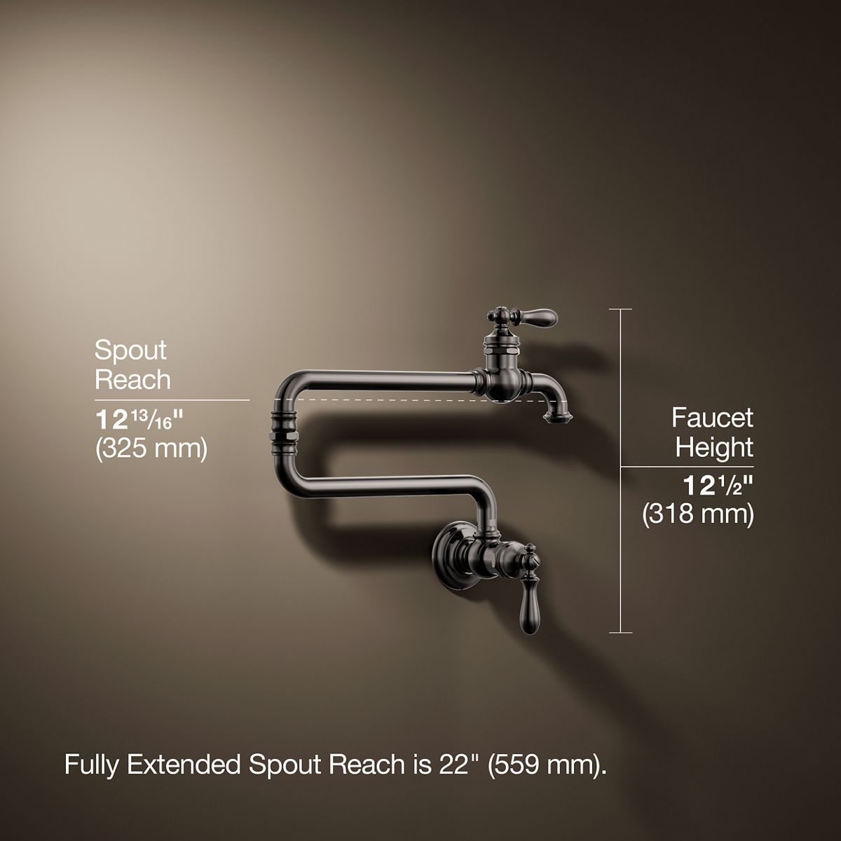 3/4 view of product with dimensions