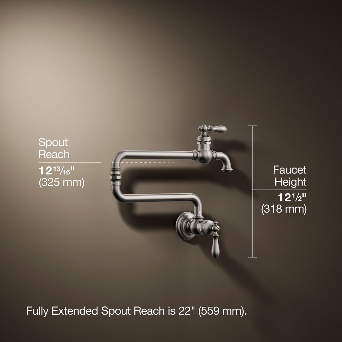 3/4 view of product with dimensions