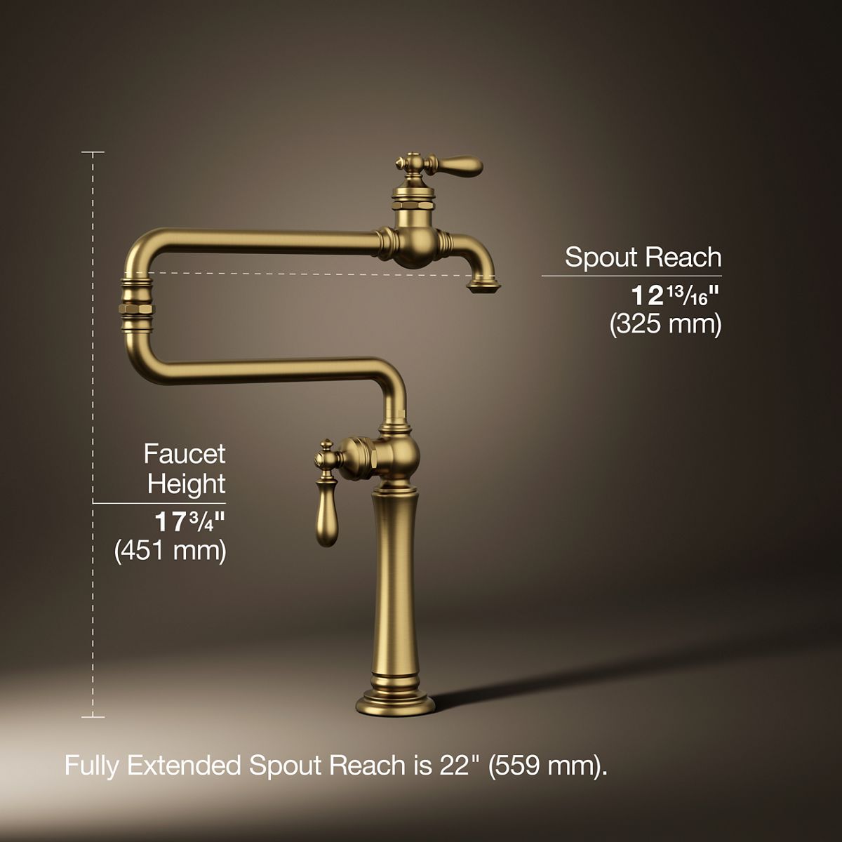 3/4 view of product with dimensions