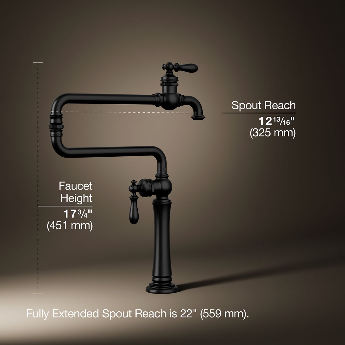 3/4 view of product with dimensions