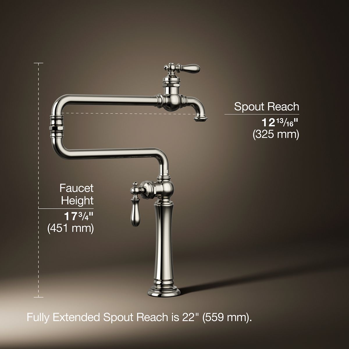 3/4 view of product with dimensions