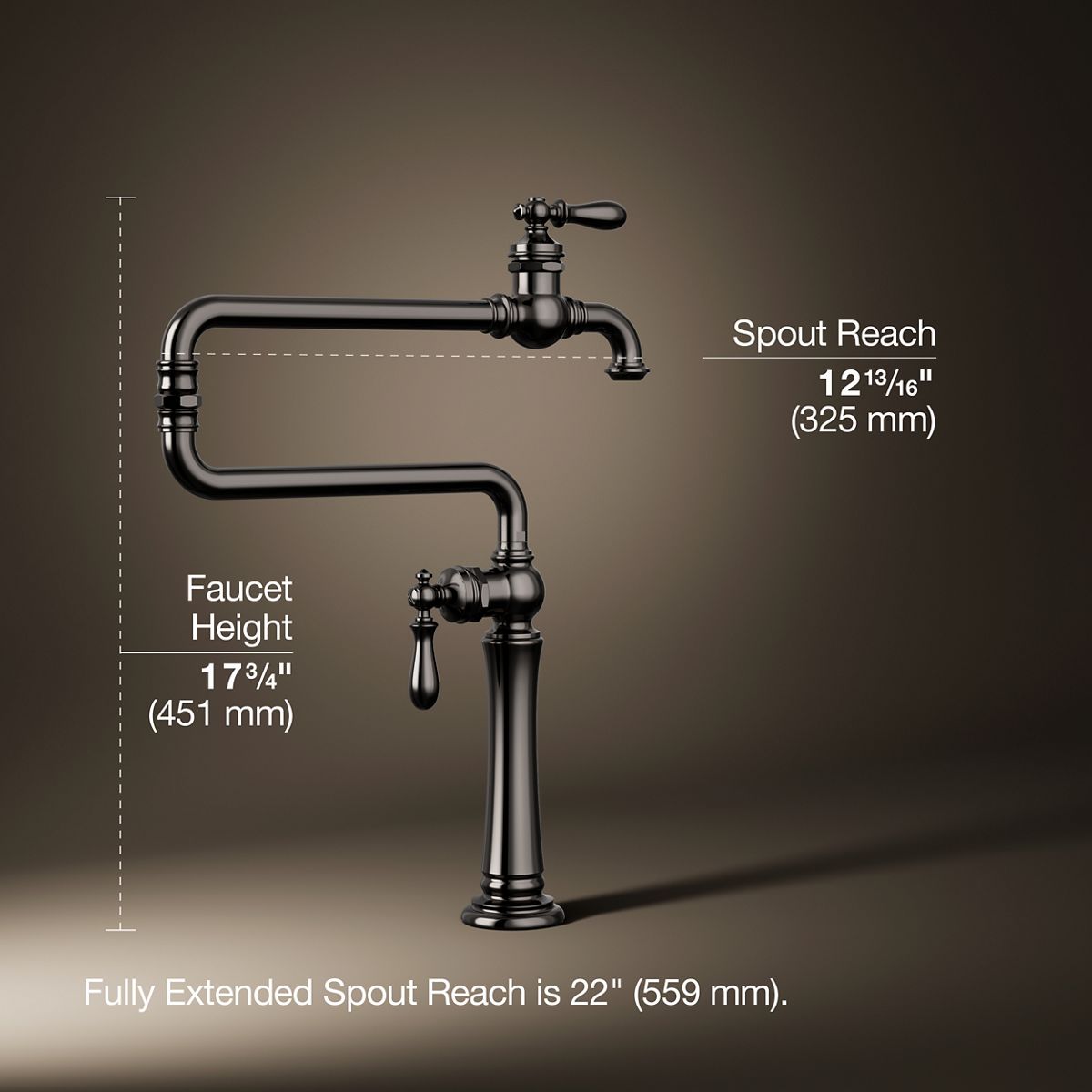3/4 view of product with dimensions