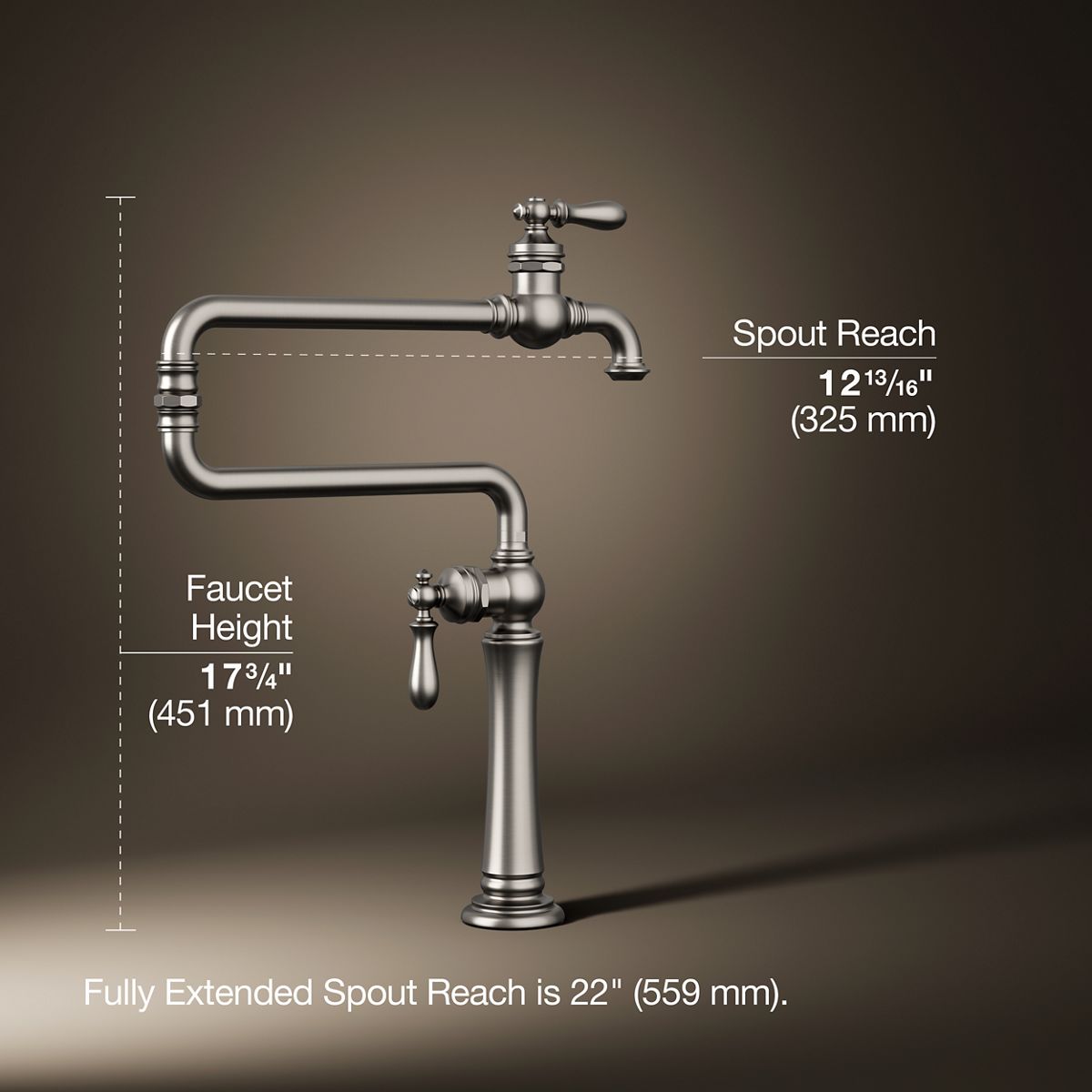 3/4 view of product with dimensions