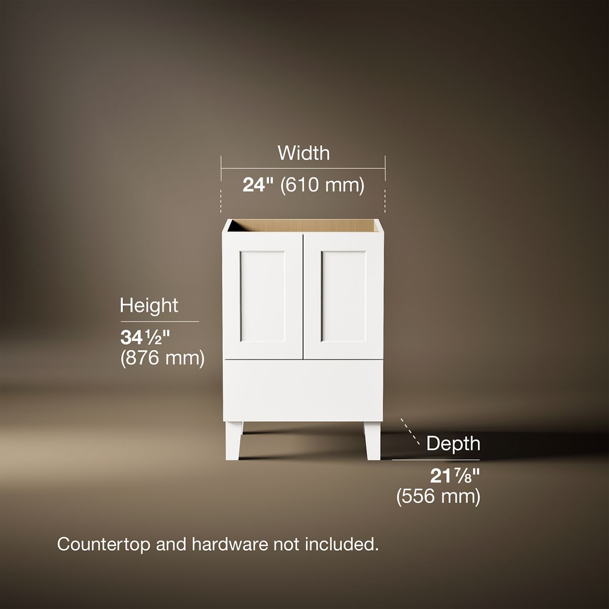 3/4 view of product with dimensions