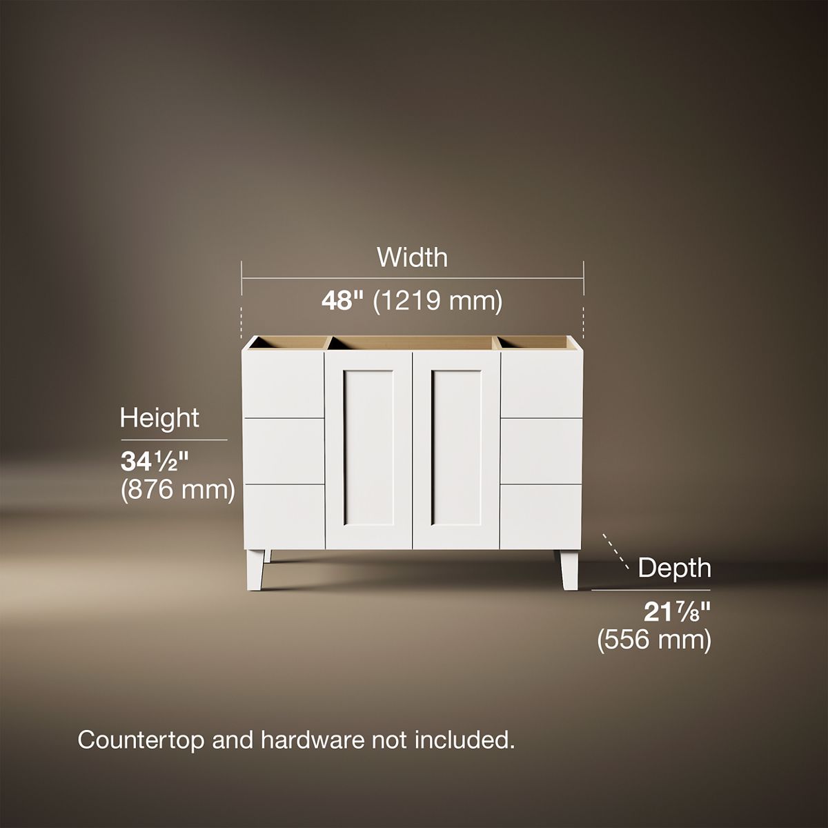 3/4 view of product with dimensions