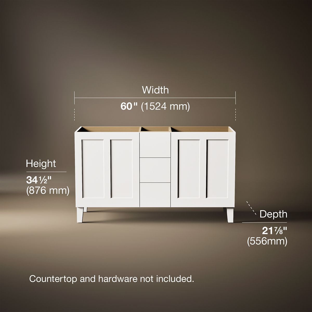 3/4 view of product with dimensions