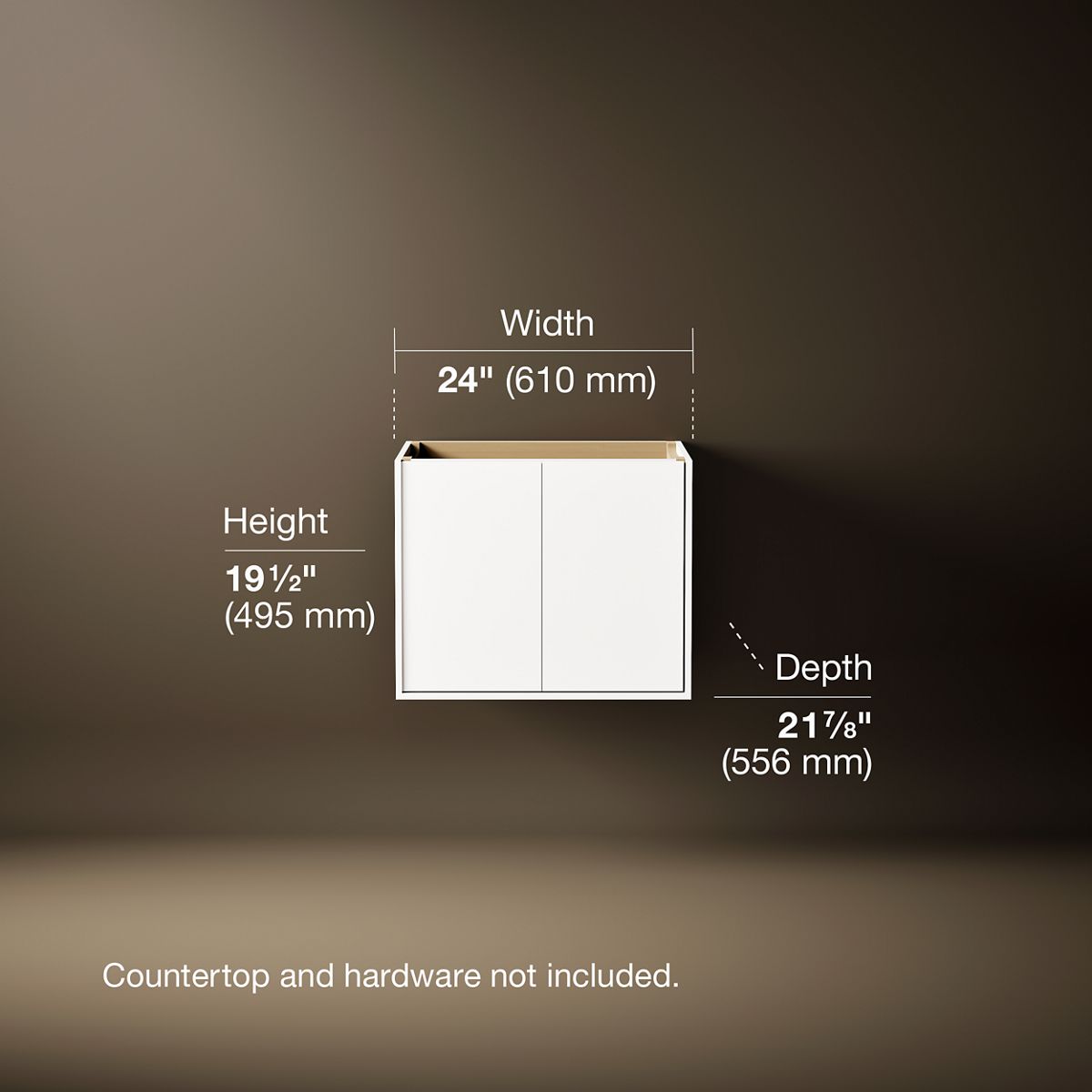 3/4 view of product with dimensions