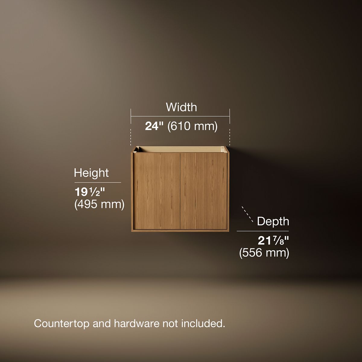 3/4 view of product with dimensions