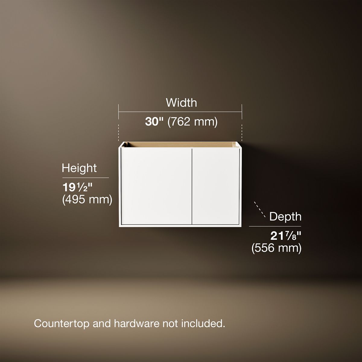 3/4 view of product with dimensions