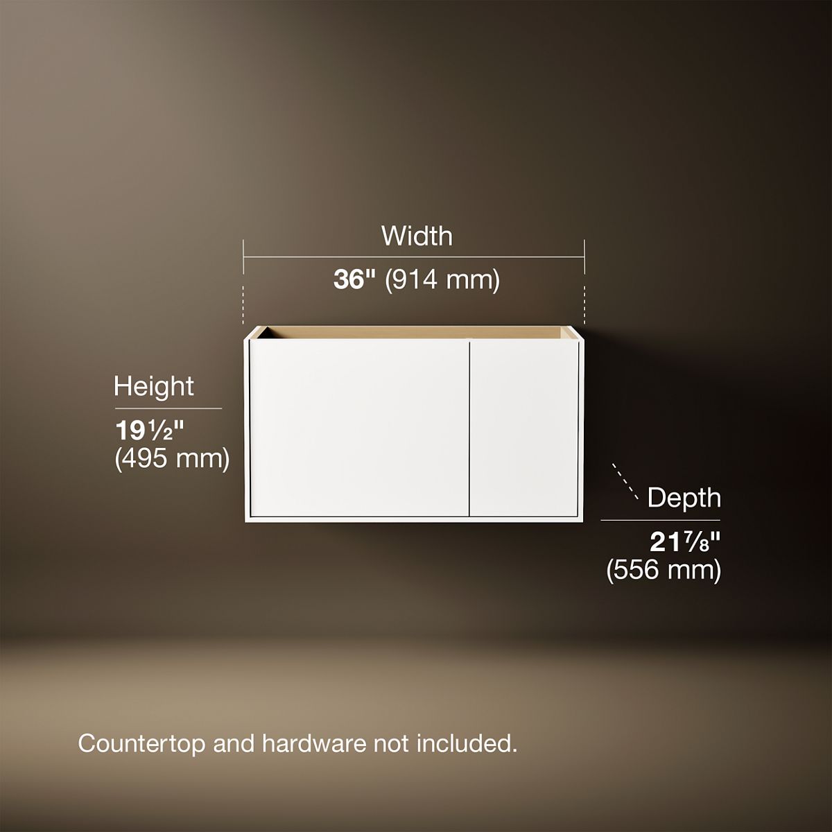 3/4 view of product with dimensions