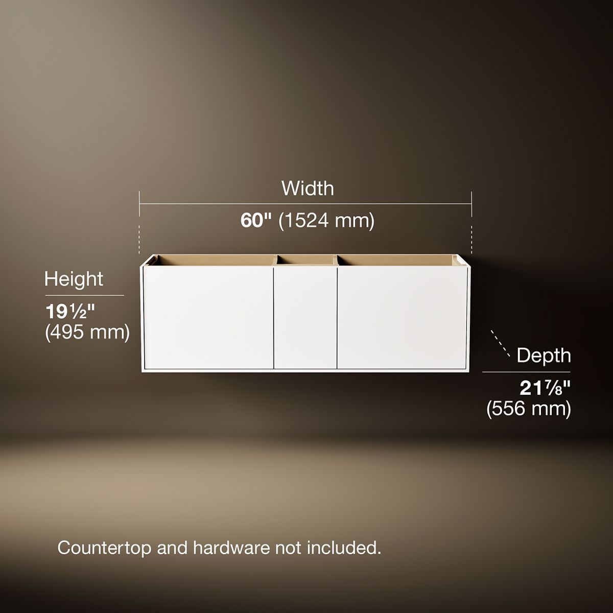3/4 view of product with dimensions