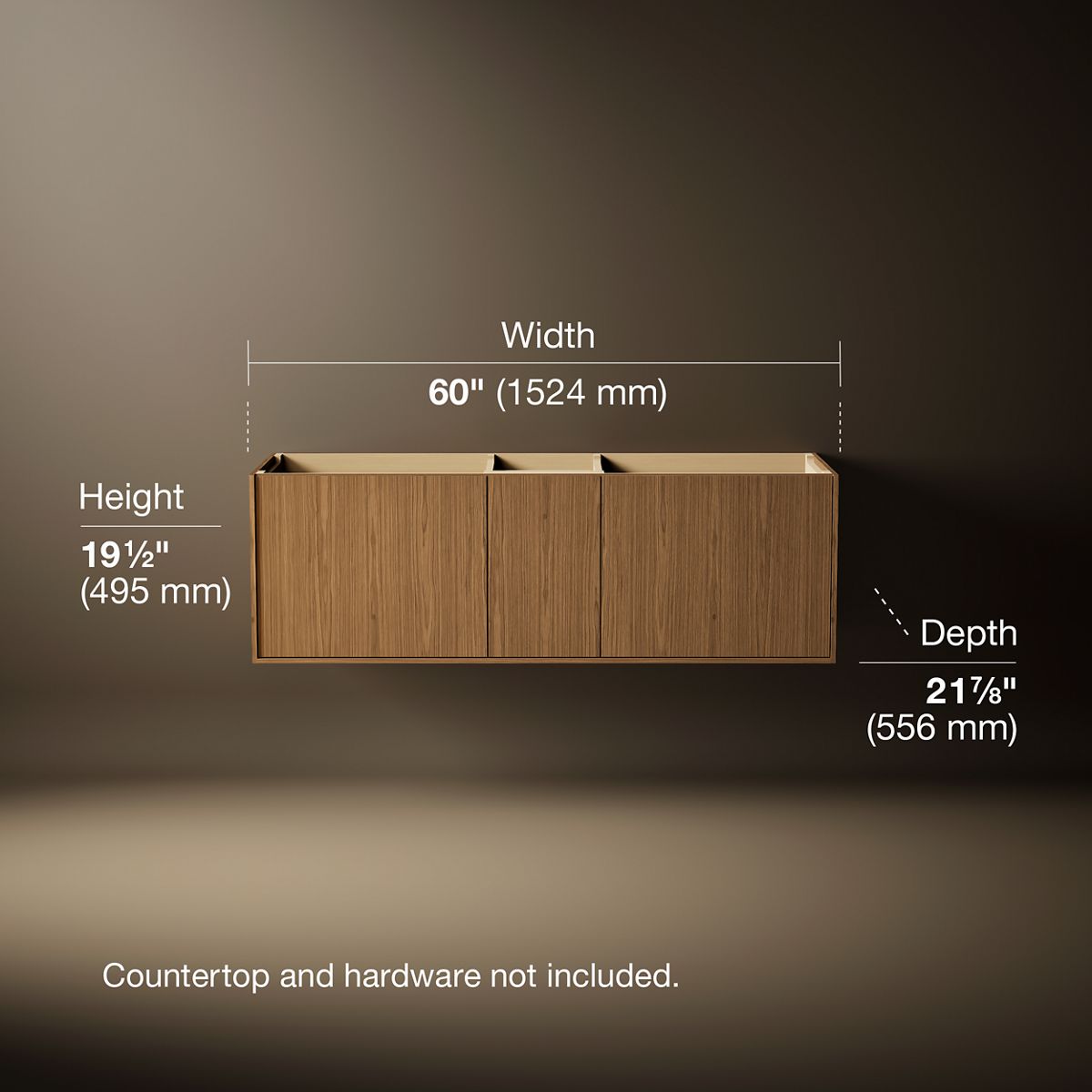 3/4 view of product with dimensions