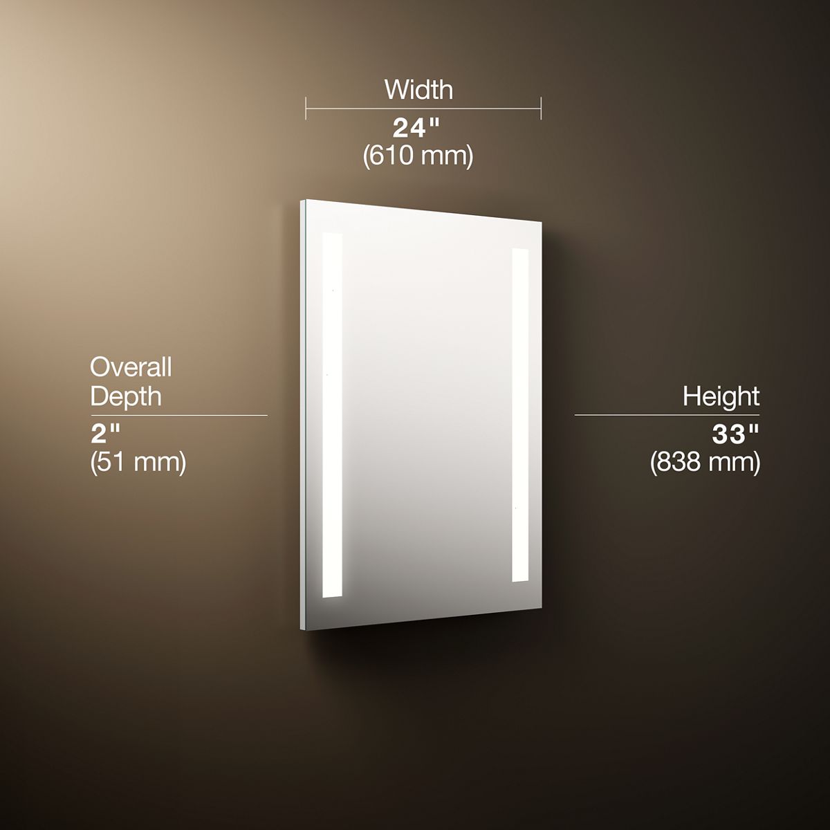 3/4 view of product with dimensions