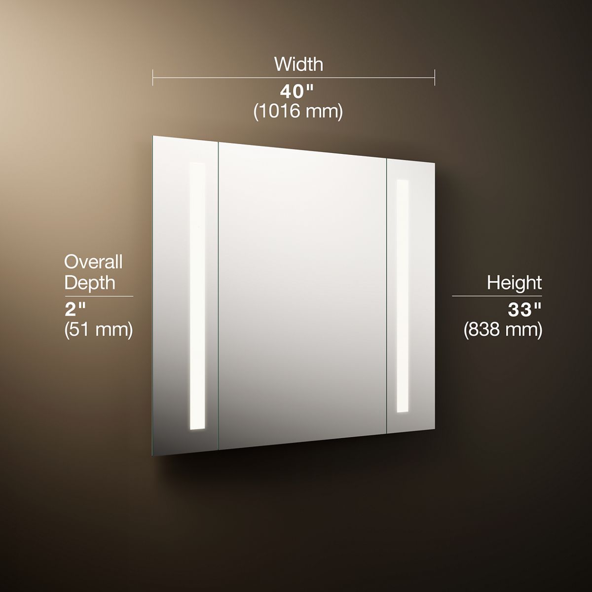 3/4 view of product with dimensions