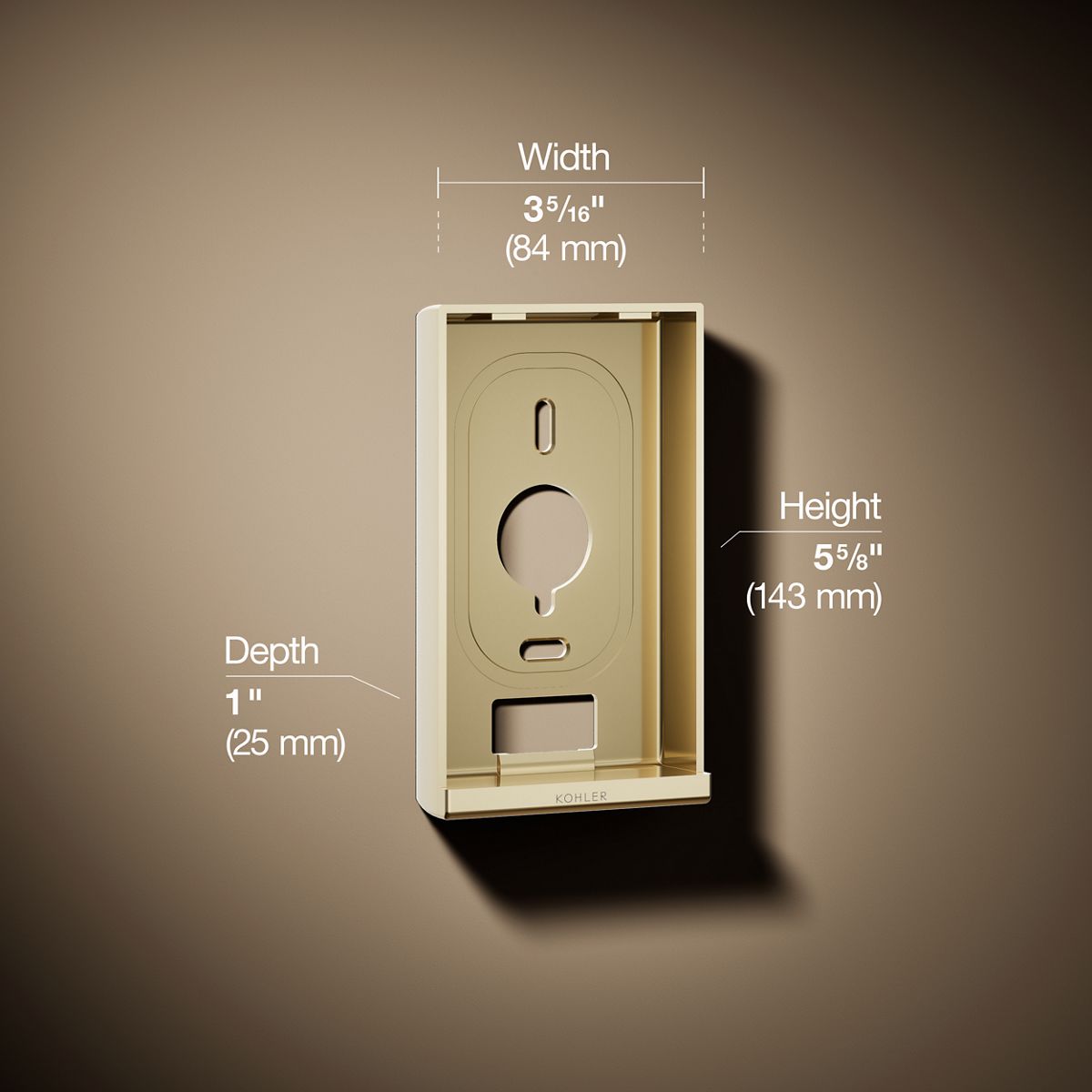 3/4 view of product with dimensions