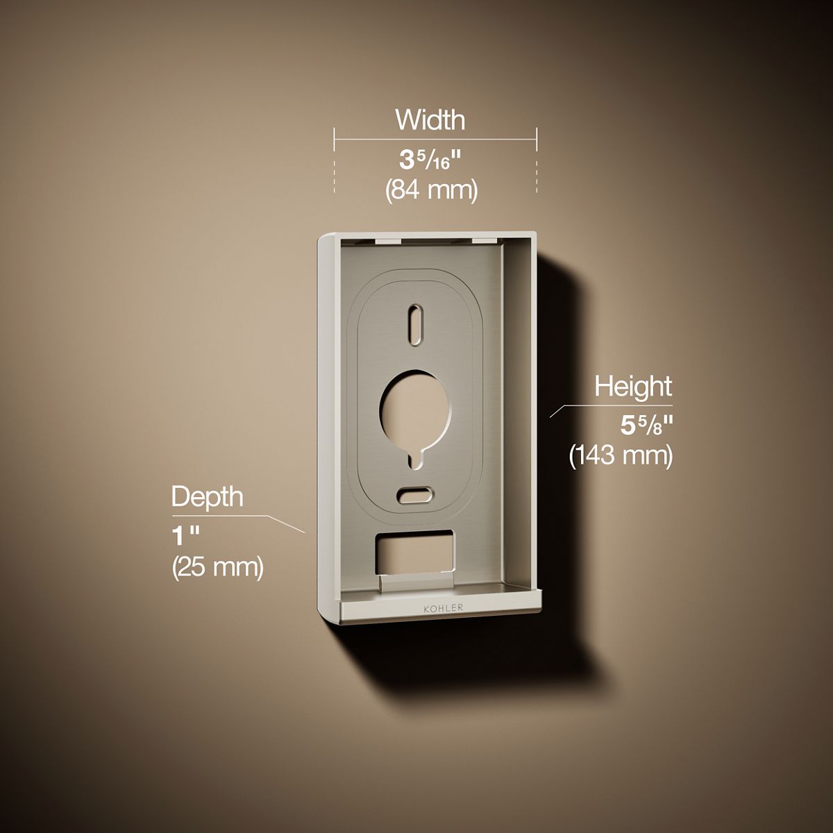 3/4 view of product with dimensions