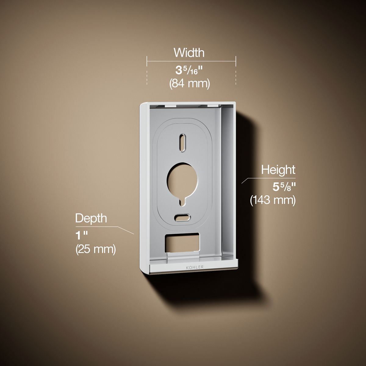 3/4 view of product with dimensions
