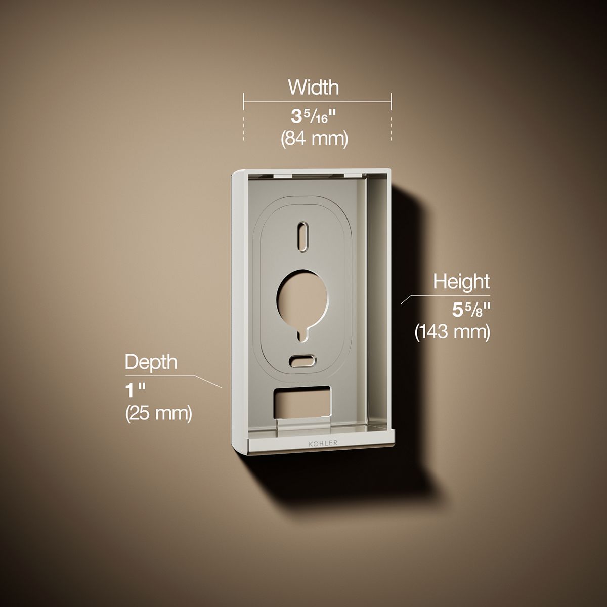 3/4 view of product with dimensions