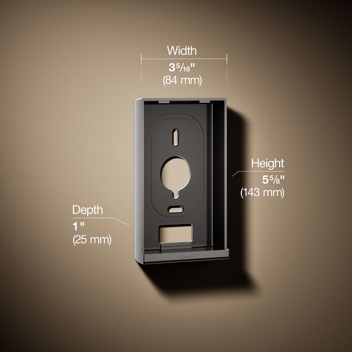 3/4 view of product with dimensions