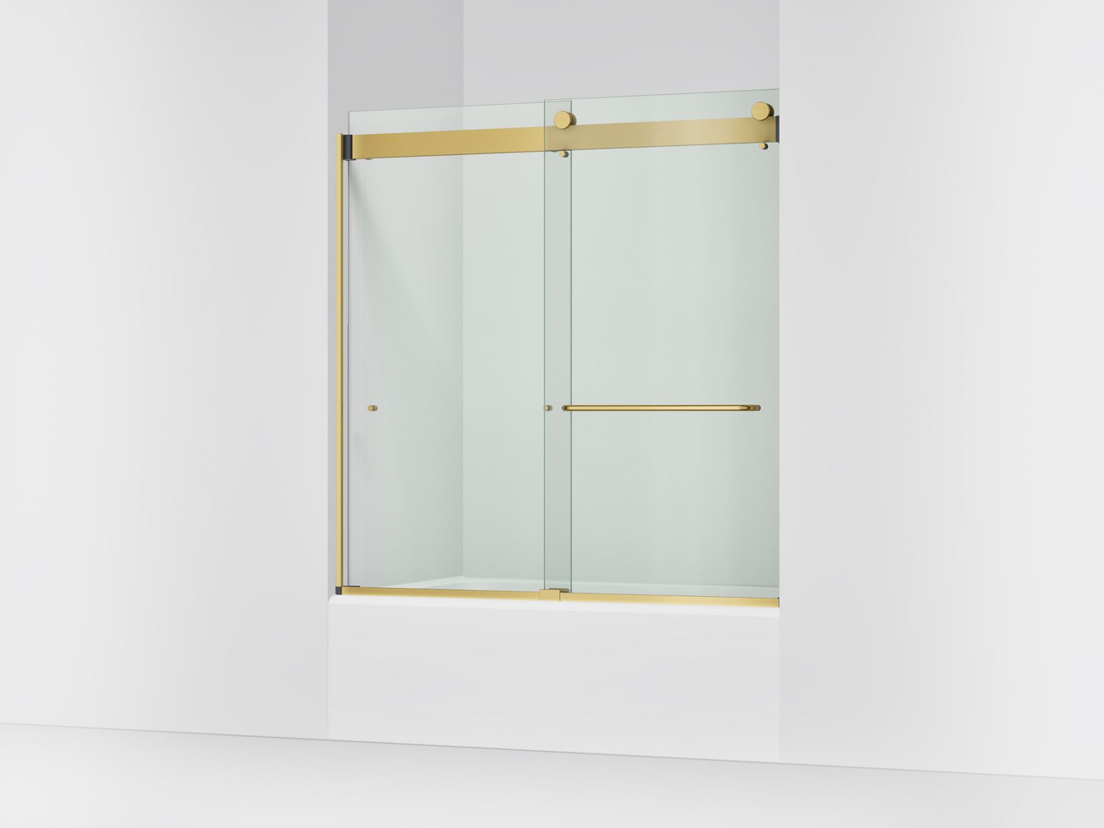 Stoneridge™ 54"-60" W x 61-7/16" H bypass bath door with 3/8"-thick Crystal Clear glass