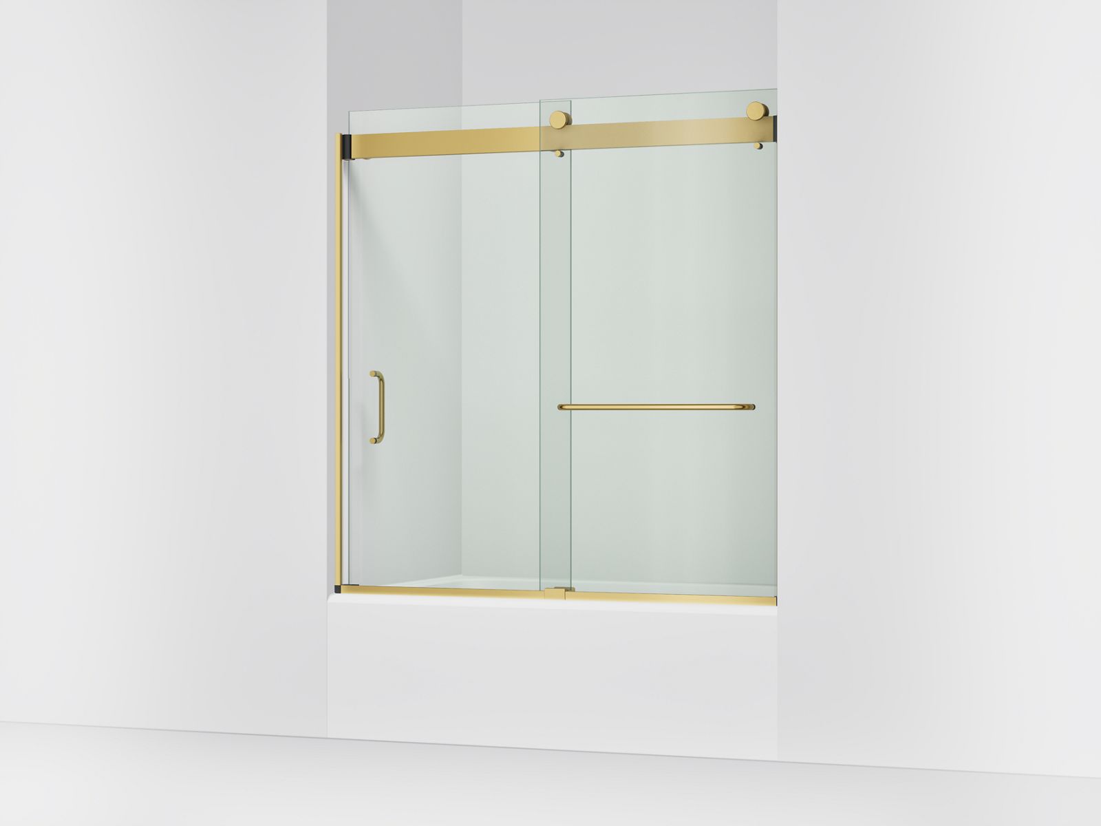 Stoneridge™ 54"-60" W x 61-7/16" H bypass bath door with 3/8"-thick Crystal Clear glass